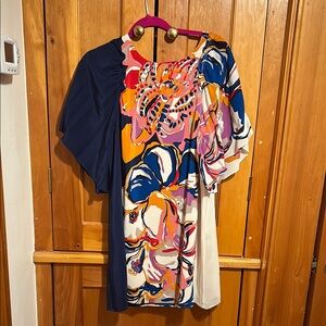 Maeve by Anthropologie Colorful Floral Dress with Puff Sleeves